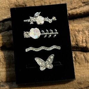 Elegant Silver Floral and Butterfly Watchband Charm Set